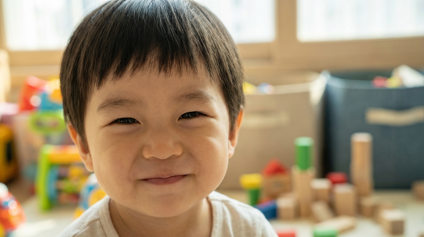 밝은 눈으로 바라보는 아이