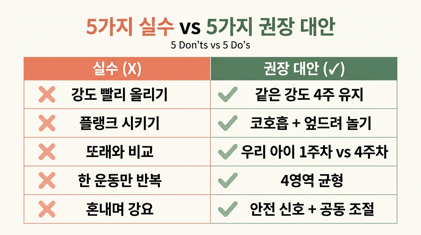 절대 하지 말아야 할 5가지 vs 신경계 권장 대안 비교 인포그래픽