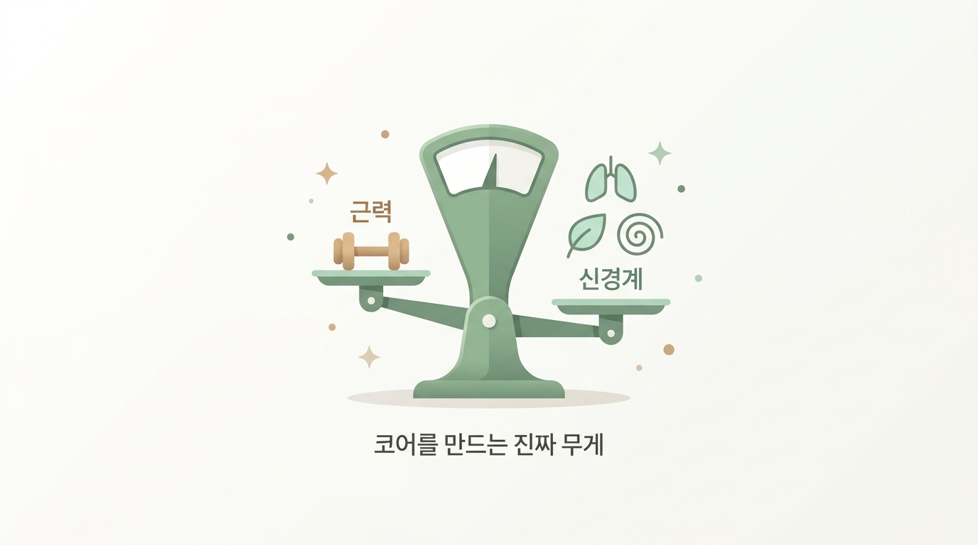 저울 위에서 균형을 잡는 모습을 단순화한 신경계 균형 아이콘