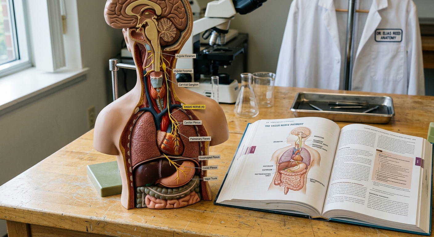 미주신경 경로를 보여주는 해부도