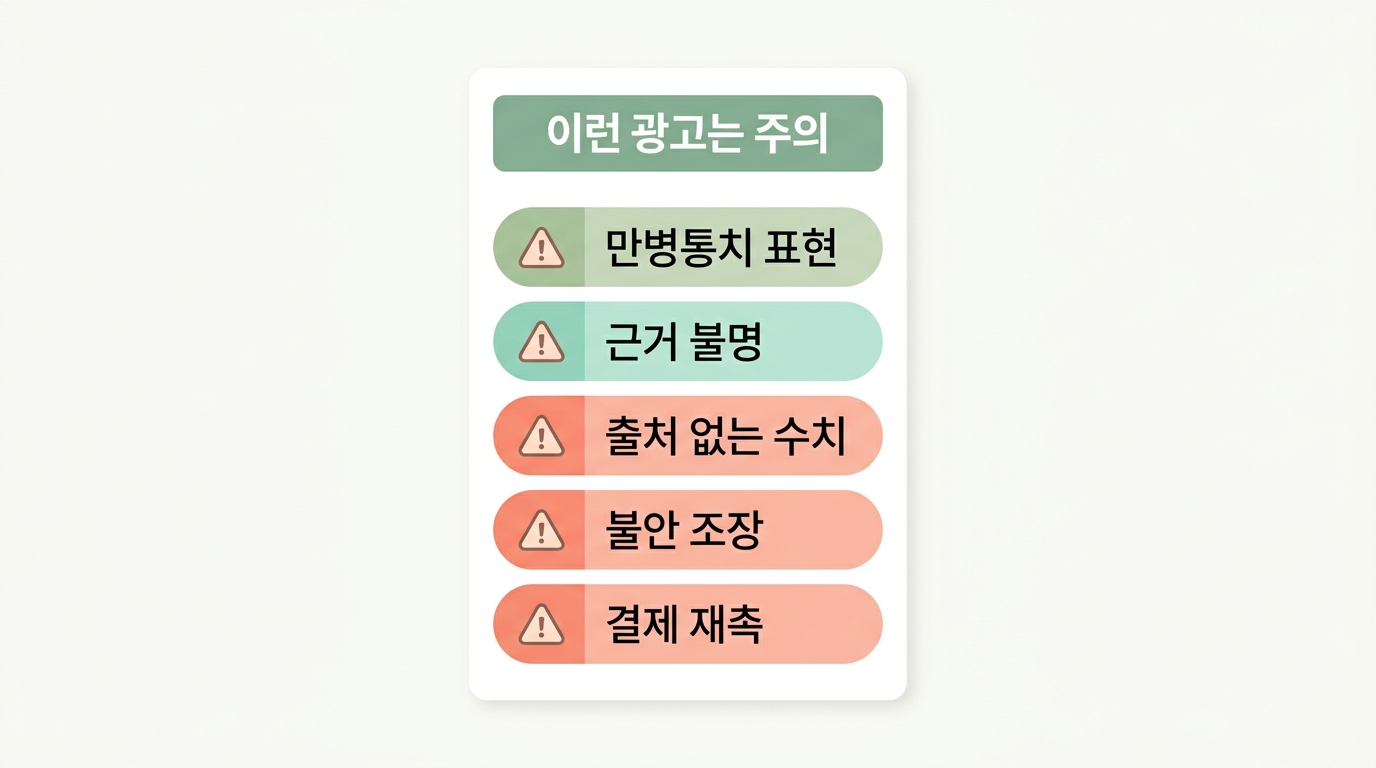 과장된 발바닥 자극·어싱 광고를 걸러내는 주의 신호를 정리한 체크리스트 인포그래픽