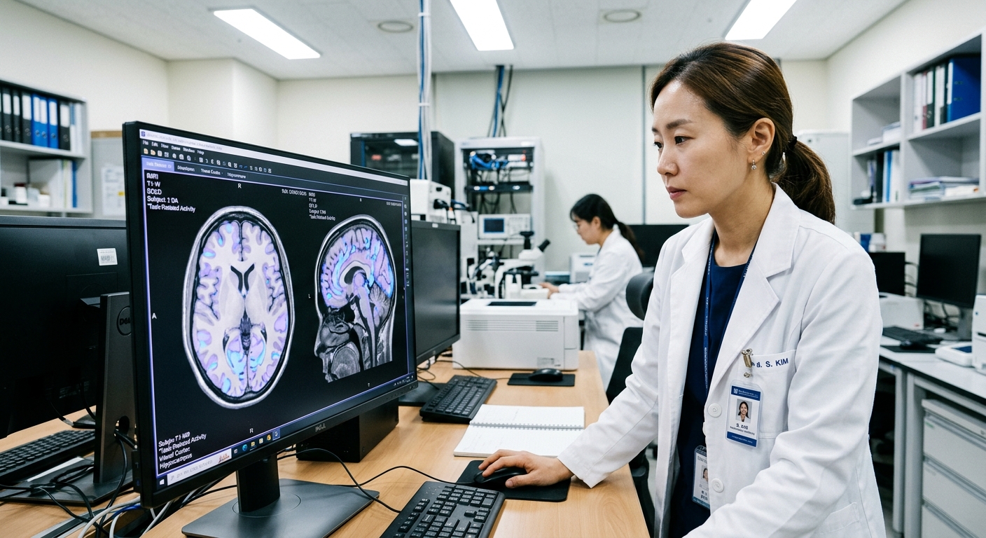 fMRI 뇌 스캔을 분석하는 한국인 연구원