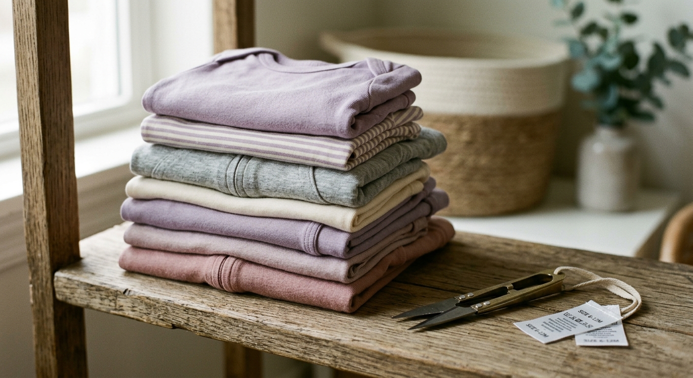 라벨이 제거된 부드러운 아이 옷