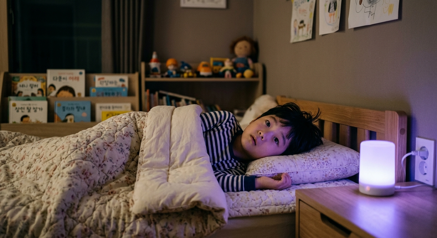 잠들지 못하는 한국인 아이의 조용한 밤