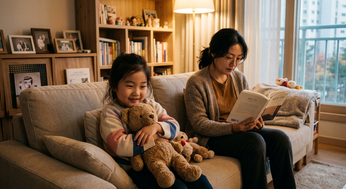 엄마 곁에서 안정을 찾은 한국인 아이