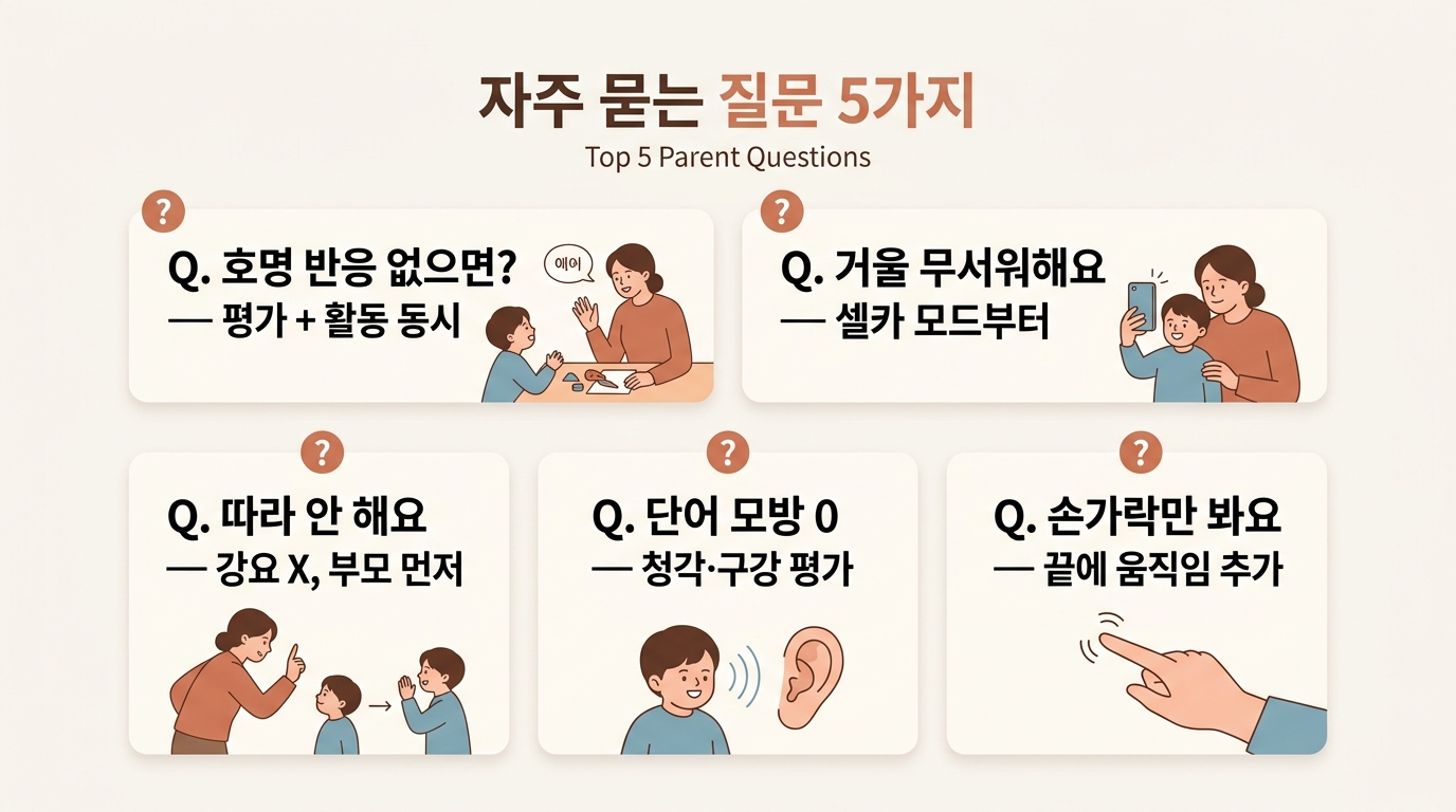 공동주의 모방 자주 묻는 질문 5가지 핵심 답변 정리 인포그래픽 카드