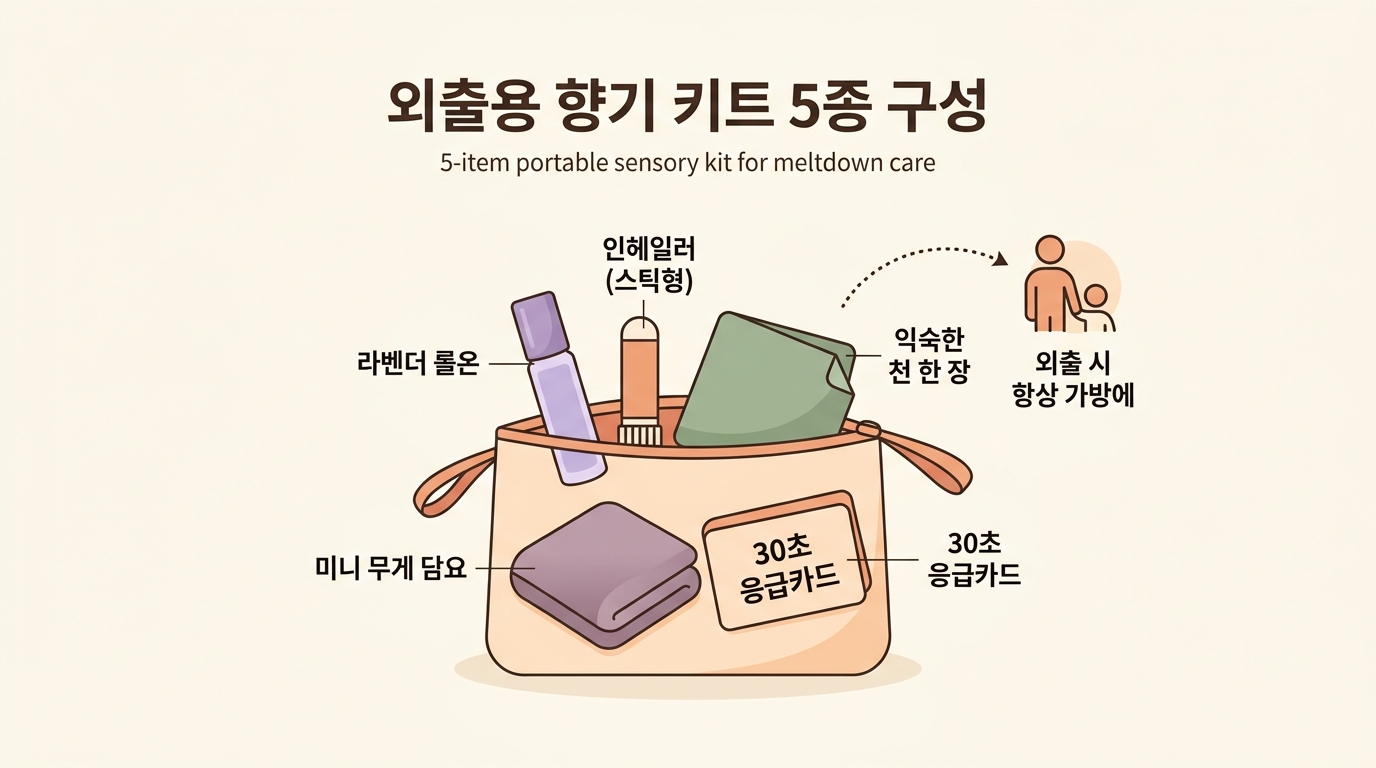 외출용 향기 키트 인헤일러 롤온 지갑 응급카드 구성도