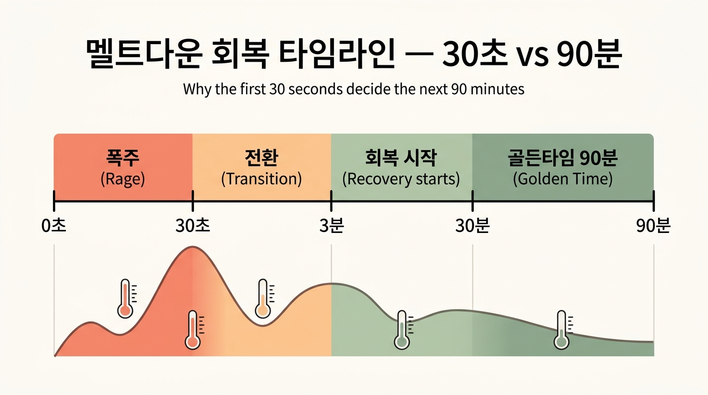 멜트다운 30초 30분 90분 회복 골든타임 타임라인 다이어그램