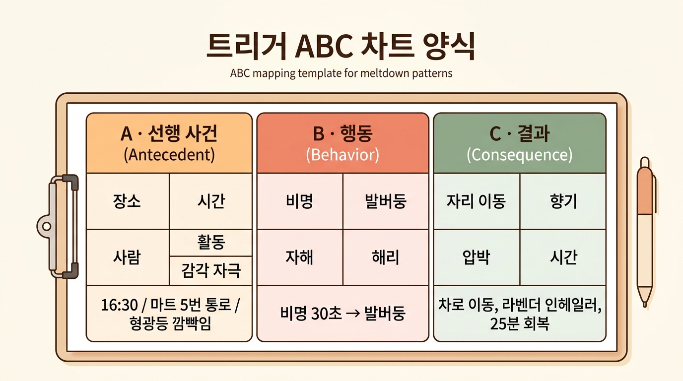 멜트다운 트리거 ABC 차트 양식 인포그래픽