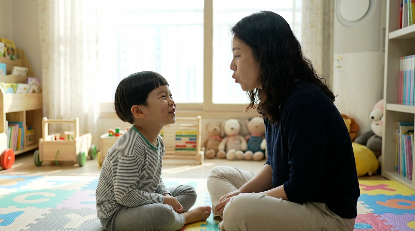 엄마와 함께 허밍하는 아이