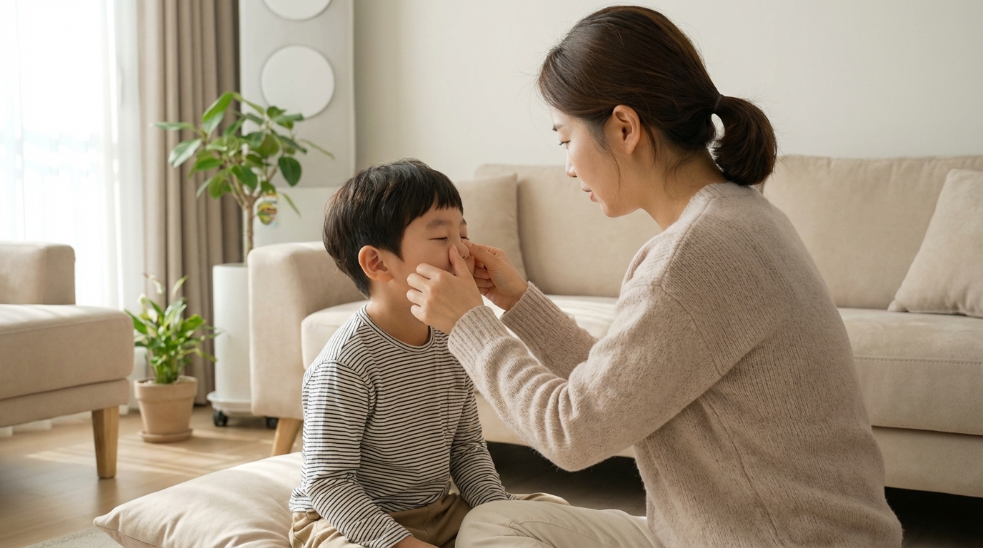 아이 코막힘, 코 '바깥'을 풀어주세요: 코 근막 마사지 3가지