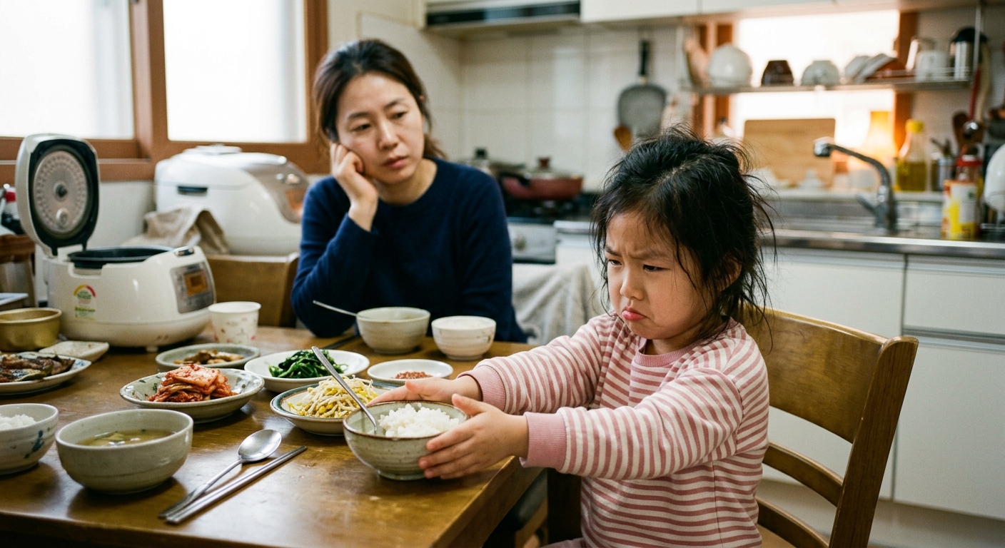 음식 냄새에 거부 반응을 보이는 한국인 아이