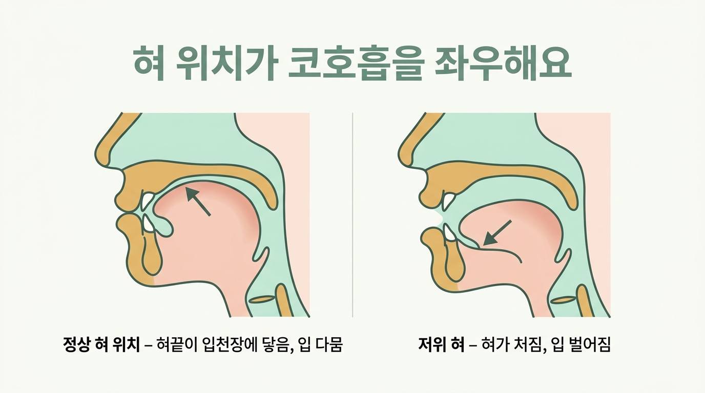 혀 위치가 코호흡을 좌우해요, 아이 혀 저위 신호와 도와주는 법