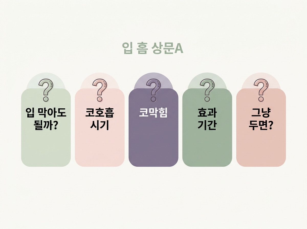 입 막기 코호흡 시기 코막힘 등 입호흡 자주 묻는 질문 5가지 핵심 답변 정리 인포그래픽