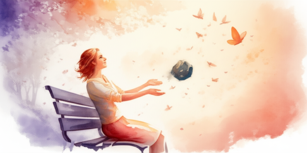 죄책감을 내려놓는 엄마의 따뜻한 수채화 일러스트