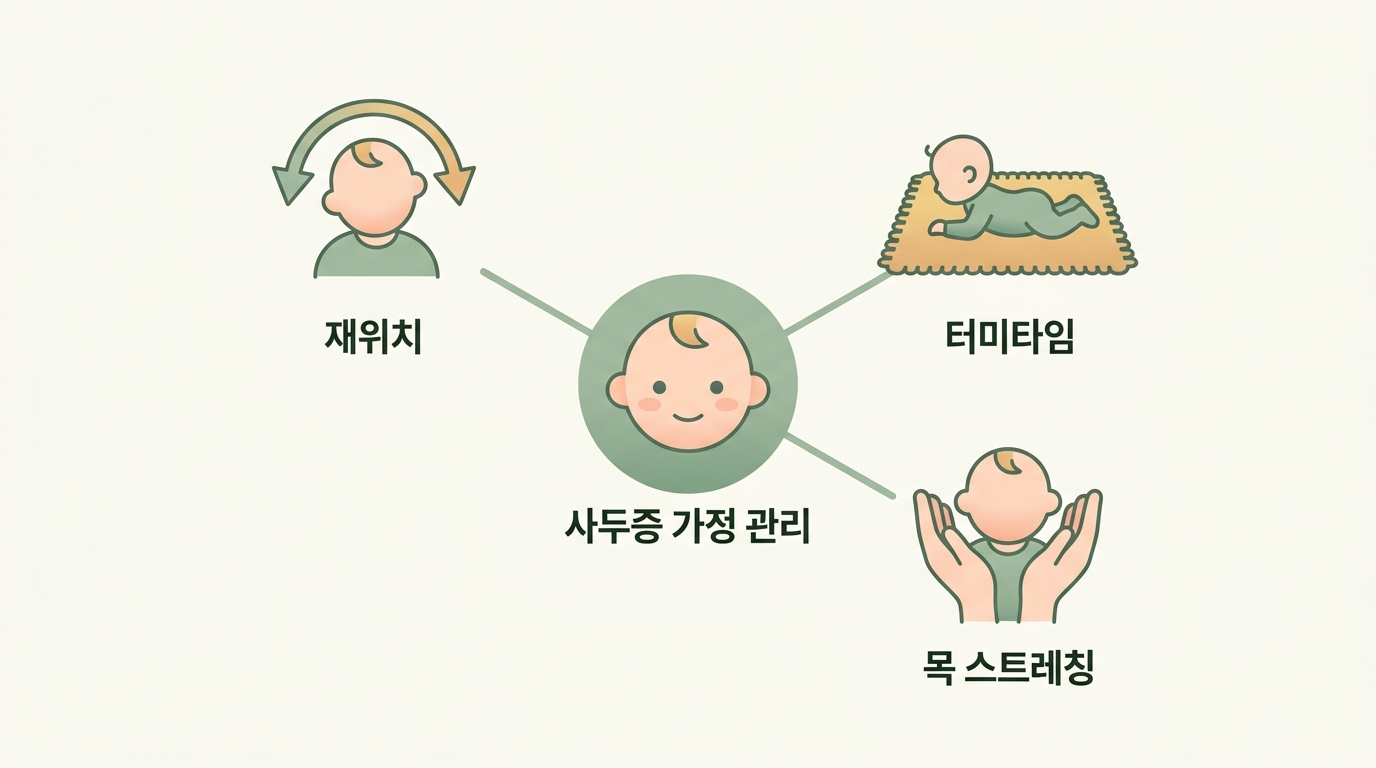 사두증 집에서 되돌리기 | 재위치·터미타임·목 스트레칭 실전 가이드