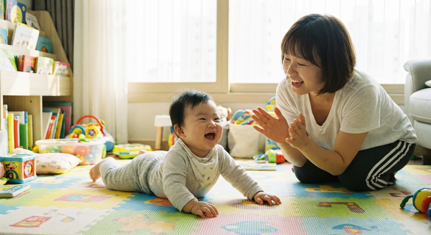 터미타임에서 고개를 드는 아기