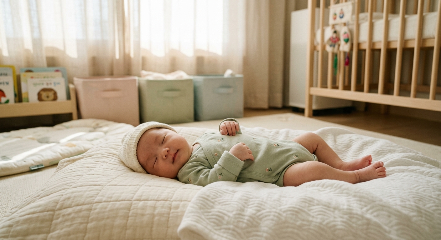 터미타임 후 편안하게 잠든 이른둥이 아기