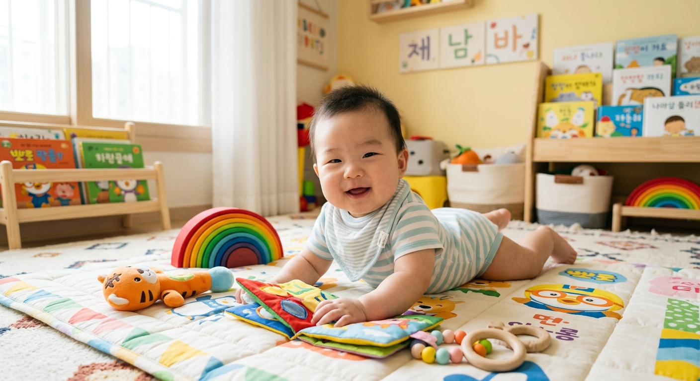 건강하게 성장한 이른둥이 아기의 터미타임