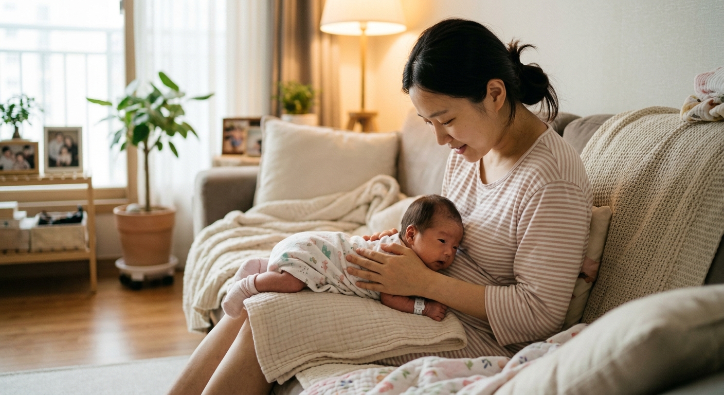 집에서 처음 터미타임을 시도하는 엄마와 이른둥이