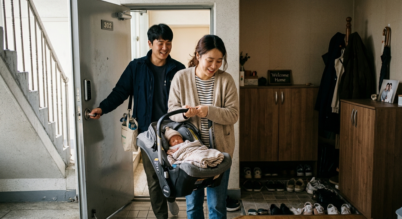 이른둥이를 집으로 데려오는 한국인 부부