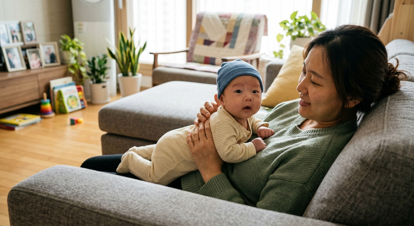 부모 가슴 위에서 터미타임을 하는 이른둥이