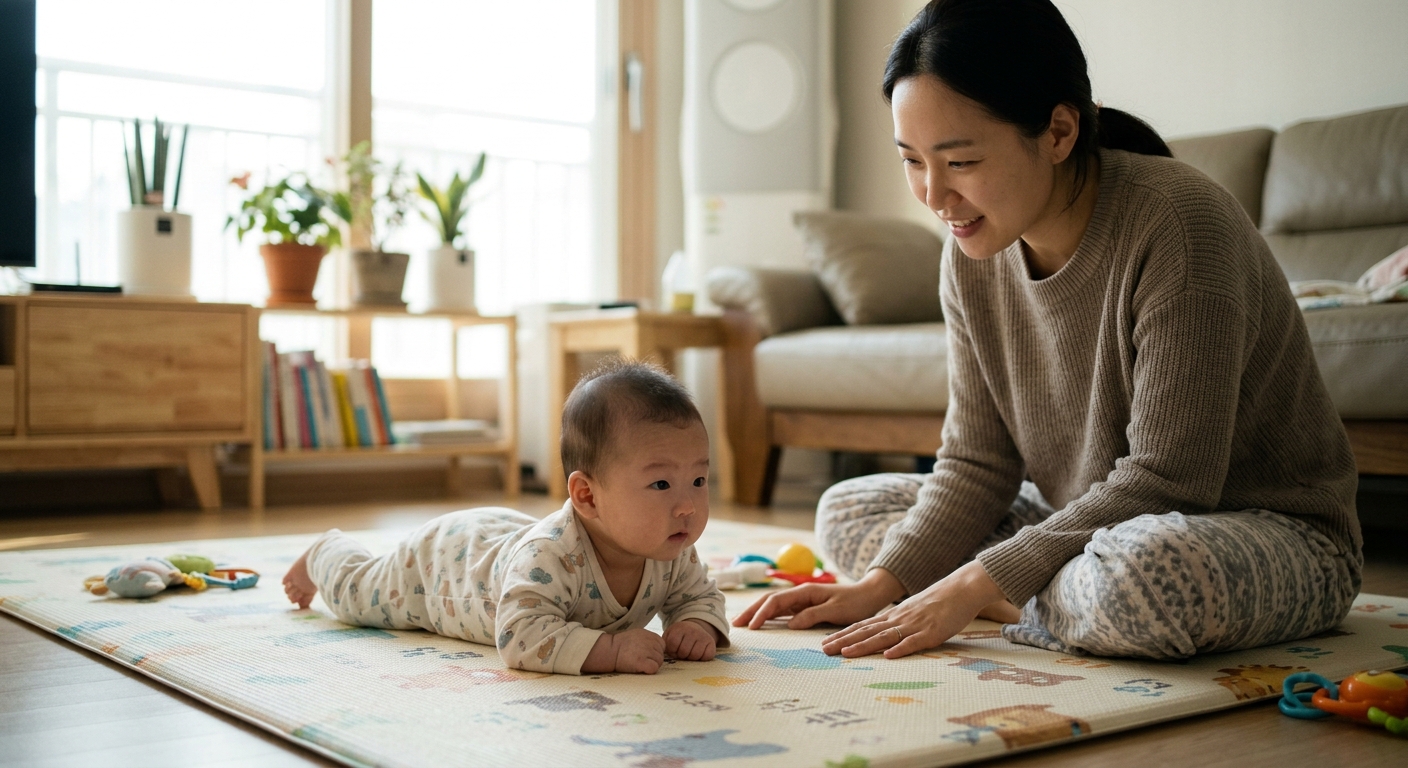 팔꿈치로 지탱하기 시작하는 이른둥이
