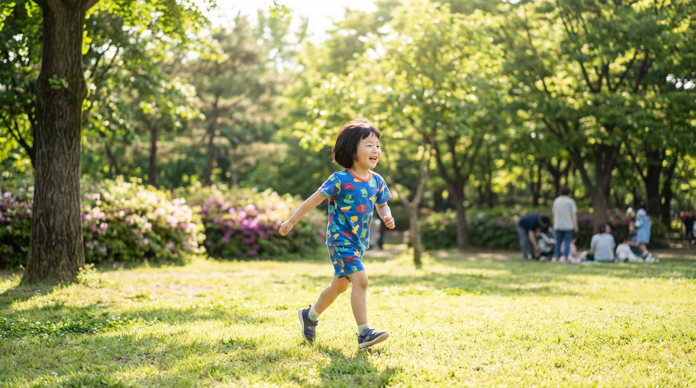 자유롭게 뛰어노는 건강한 아이