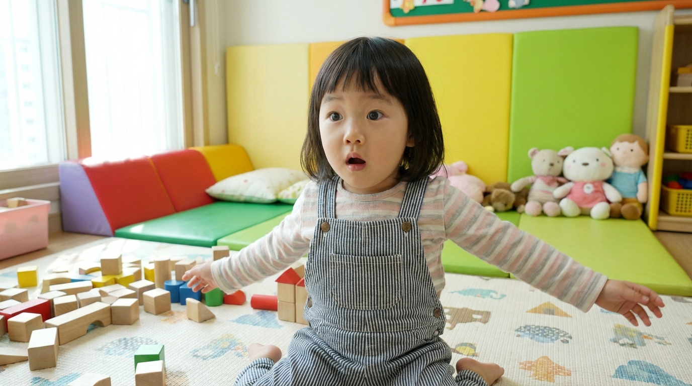 갑작스러운 소리에 놀란 아이