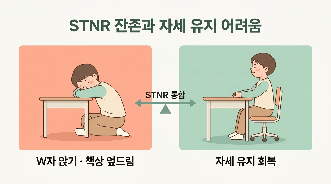 엎드리기 싫어하고 W자로 앉는 아이, STNR 반사 잔존인지 확인하는 6가지 신호