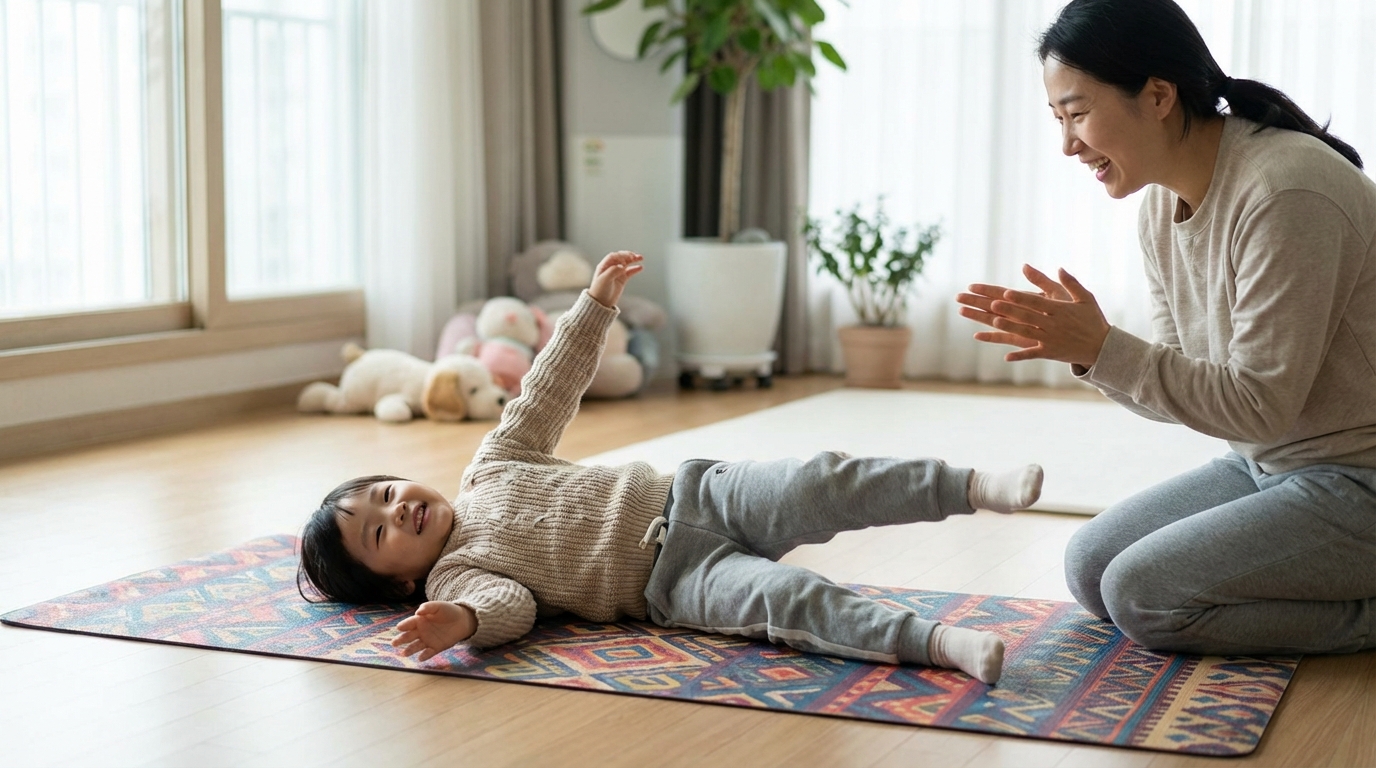 눈천사 운동을 하는 아이