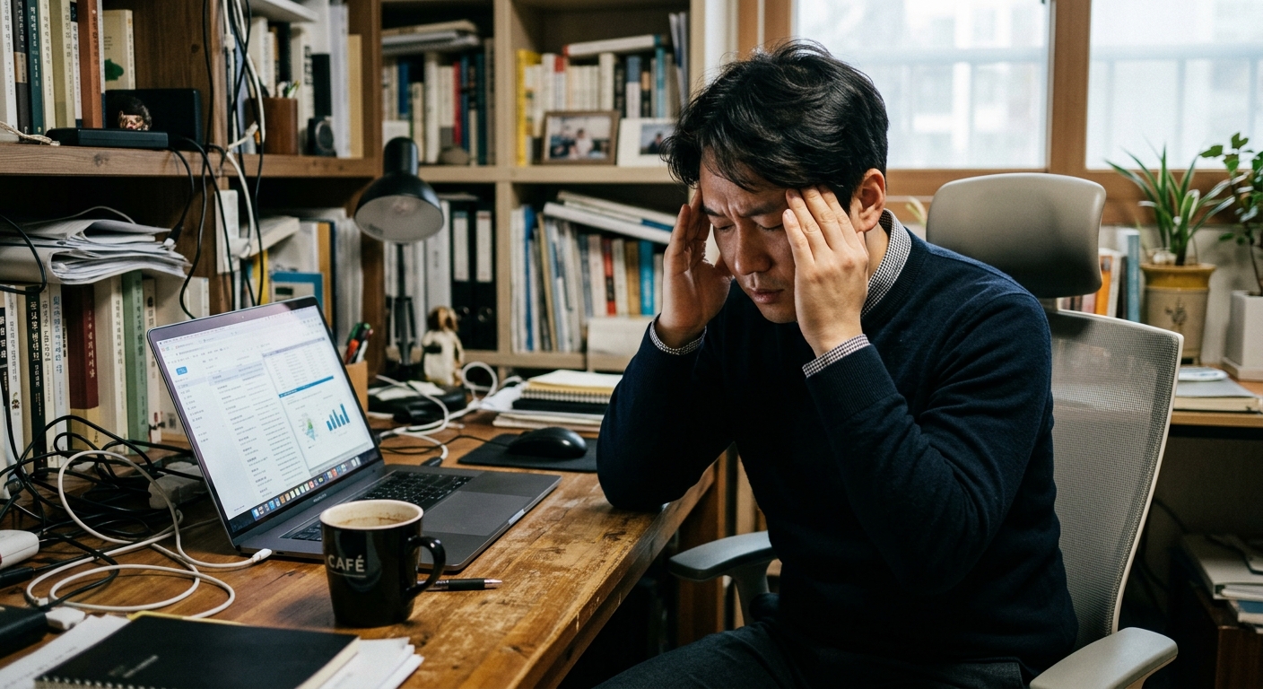 스트레스를 받는 한국인 남성