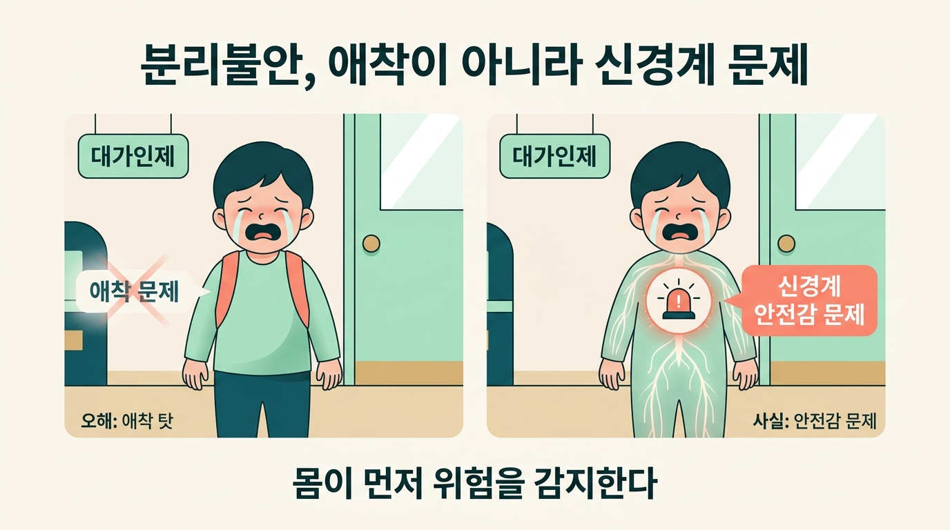 어린이집 앞에서 우는 아이, 분리불안은 애착이 아니라 신경계 문제입니다