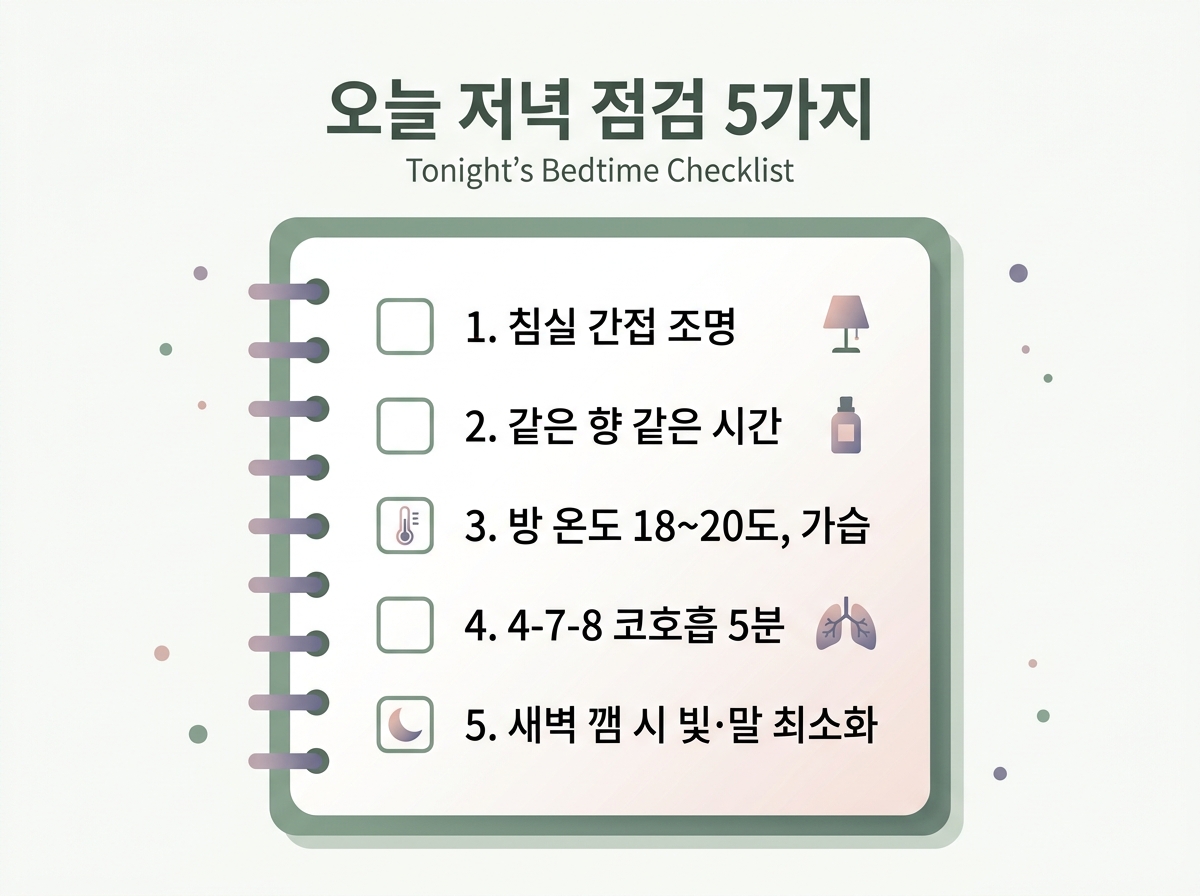 야간 환경 점검 5가지 항목 체크리스트 인포그래픽